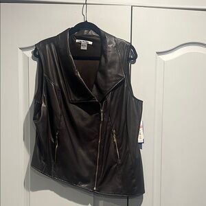 Women's Black Faux Leather Vest